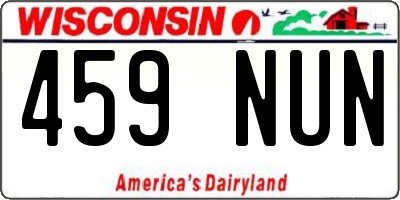 WI license plate 459NUN