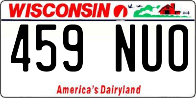 WI license plate 459NUO
