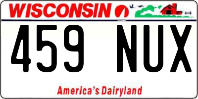WI license plate 459NUX