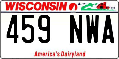 WI license plate 459NWA