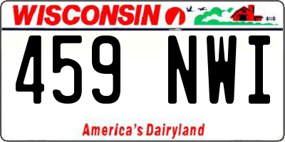 WI license plate 459NWI