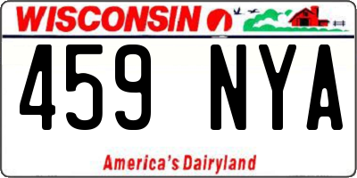 WI license plate 459NYA