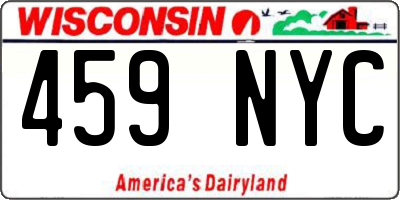 WI license plate 459NYC