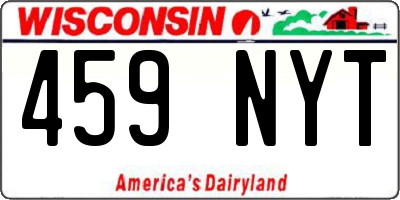 WI license plate 459NYT