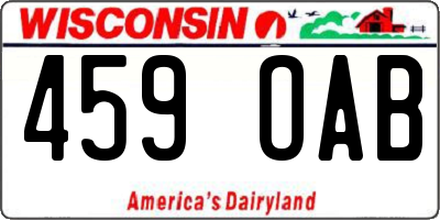 WI license plate 459OAB
