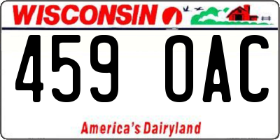 WI license plate 459OAC