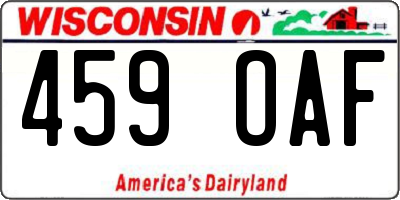 WI license plate 459OAF
