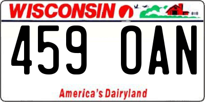 WI license plate 459OAN