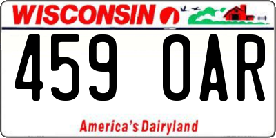 WI license plate 459OAR