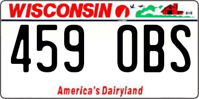 WI license plate 459OBS