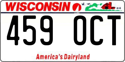WI license plate 459OCT