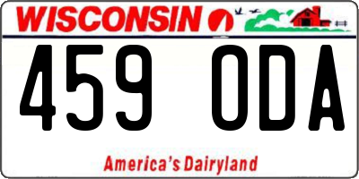WI license plate 459ODA