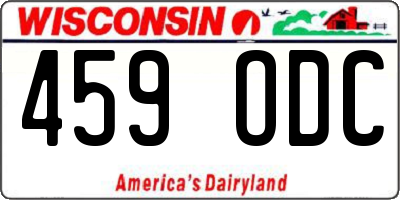 WI license plate 459ODC