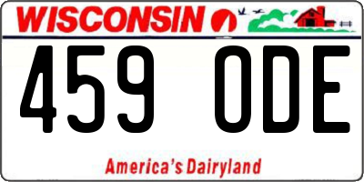 WI license plate 459ODE