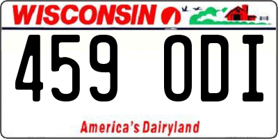 WI license plate 459ODI
