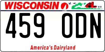 WI license plate 459ODN