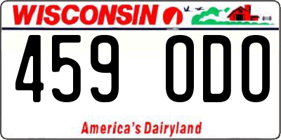 WI license plate 459ODO