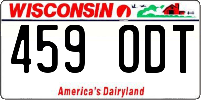 WI license plate 459ODT