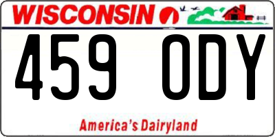 WI license plate 459ODY