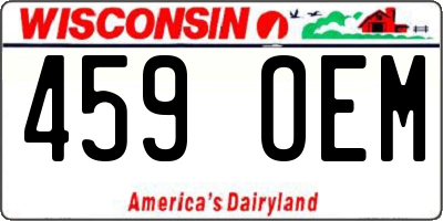 WI license plate 459OEM