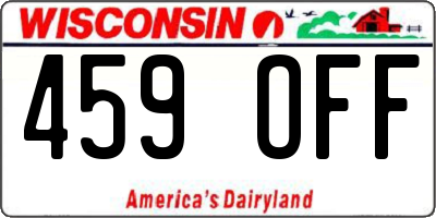 WI license plate 459OFF