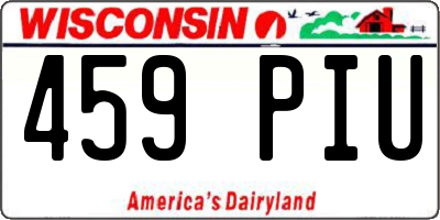 WI license plate 459PIU