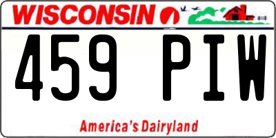 WI license plate 459PIW