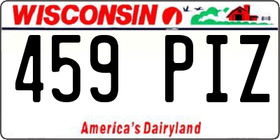 WI license plate 459PIZ