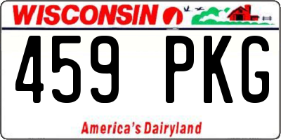 WI license plate 459PKG