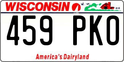 WI license plate 459PKO