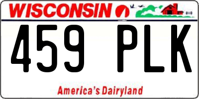 WI license plate 459PLK