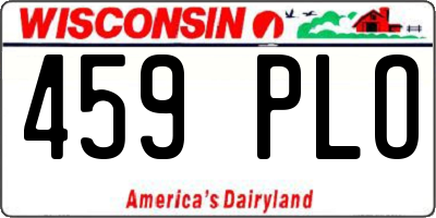WI license plate 459PLO