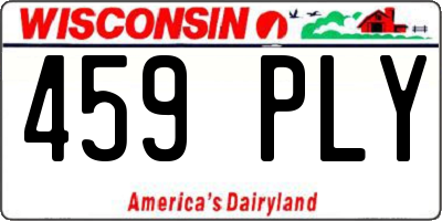 WI license plate 459PLY