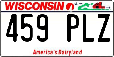 WI license plate 459PLZ
