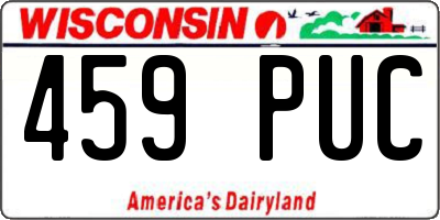 WI license plate 459PUC