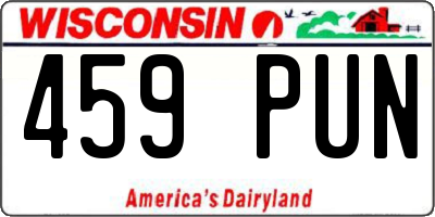 WI license plate 459PUN