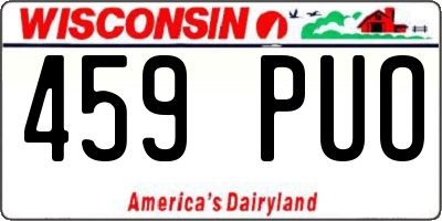 WI license plate 459PUO