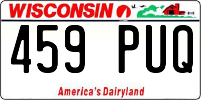WI license plate 459PUQ