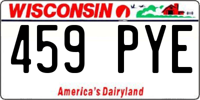 WI license plate 459PYE