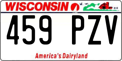 WI license plate 459PZV