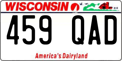 WI license plate 459QAD
