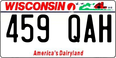 WI license plate 459QAH