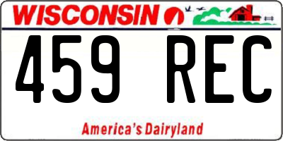 WI license plate 459REC