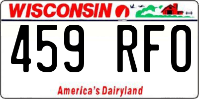 WI license plate 459RFO