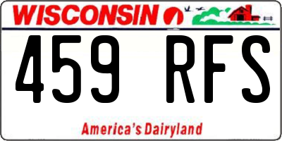 WI license plate 459RFS