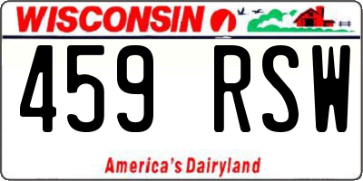 WI license plate 459RSW