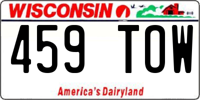 WI license plate 459TOW