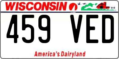 WI license plate 459VED