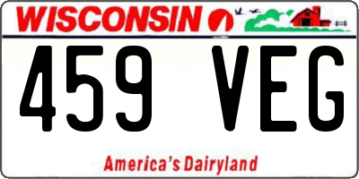 WI license plate 459VEG