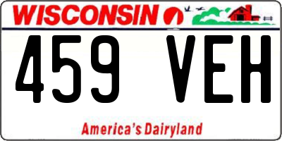 WI license plate 459VEH